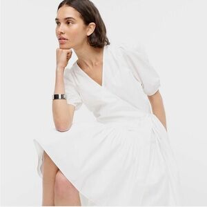 A25 NWT J.‎ Crew White Puff Sleeve Wrap Dress